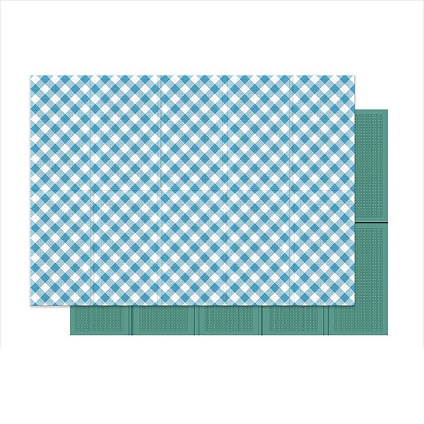 🧡THANKS 특가🧡 패브릭 디자인 캠핑매트 대형 블루체크 (200x140cm)